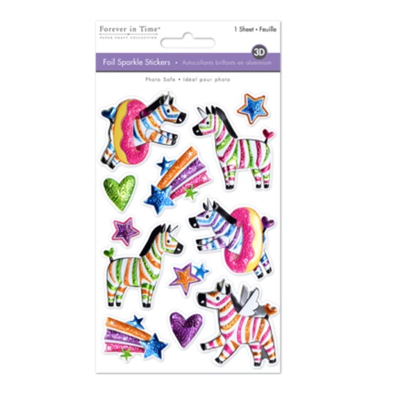 12 3D Puffy Foil Zebra Stickers (1 Sheet) - Picture 3 of 4